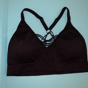 Strappy sports bra black corset style size M